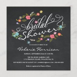 Invitation Fête de la mariée florale de fantaisie de tableau