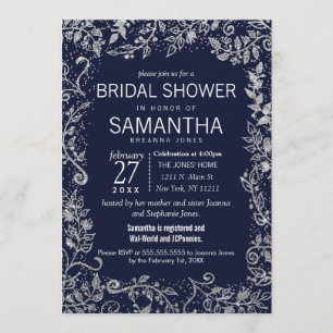 Invitation Fête de la mariée florale de parties scintillantes