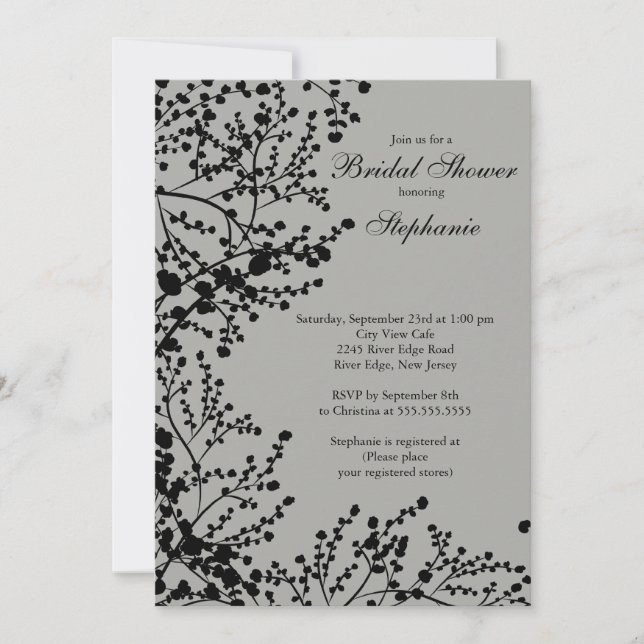 Invitation Fête de la mariée florale du souffle du bébé (Devant)