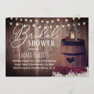 Invitation Fête de la mariée florale rustique de baril de vin