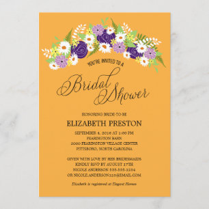 Invitation Fête de la mariée florale rustique de guirlande