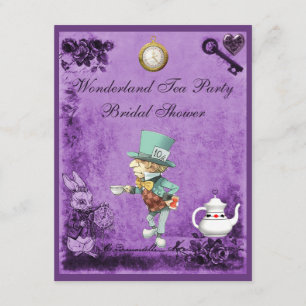 Invitation Fête de la mariée folle de thé du pays des
