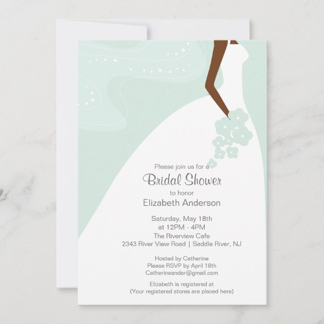 Invitation Fête de la mariée gracieuse de jeune mariée (Devant)