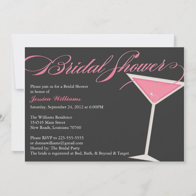 Invitation Fête de la mariée Martini (Devant)