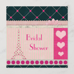 Invitation Fête de la mariée mignonne de pois de rose de Tour