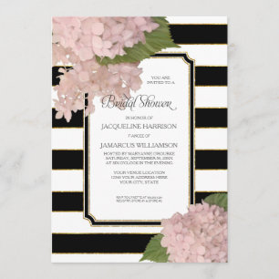 Invitation Fête de la mariée moderne chique d'hortensia rose