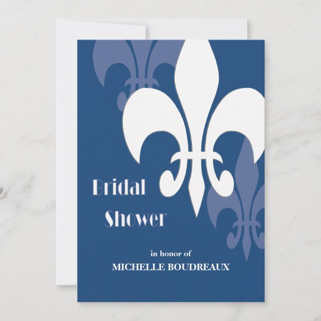 Invitation Fête de la mariée moderne de 3 Fleur de Lis (Devant)