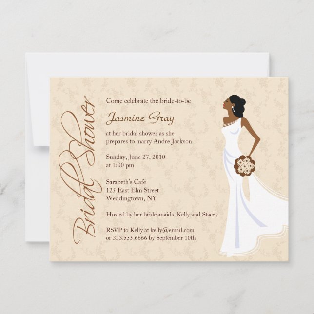 Invitation Fête de la mariée moderne de Champagne d'élégance (Devant)