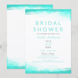 Invitation Fête de la mariée moderne de plage d'aquarelle