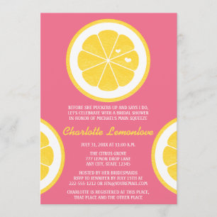 INVITATION FÊTE DE LA MARIÉE ORIENTÉE DE CITRON ROSE ET JAUNE