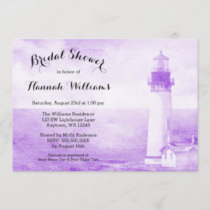 Invitation Fête de la mariée pourpre rustique de phare