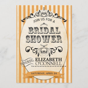 Invitation Fête de la mariée rayée vintage Invitation-orange