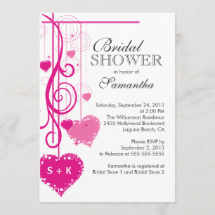 Invitation Fête de la mariée rose accrochante moderne de