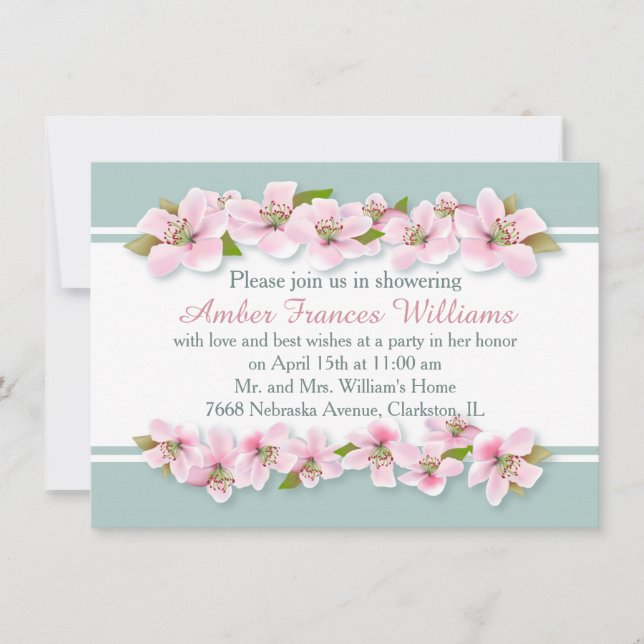 Invitation Fête de la mariée rose blanche d'orchidées (Devant)
