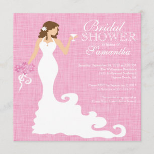 Invitation Fête de la mariée rose moderne de vin de jeune
