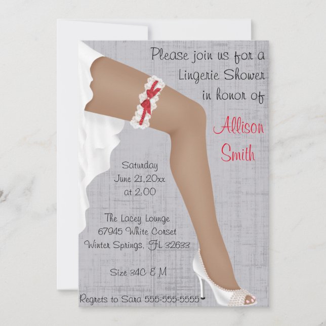 Invitation Fête de la mariée rouge et blanche chaude de (Devant)
