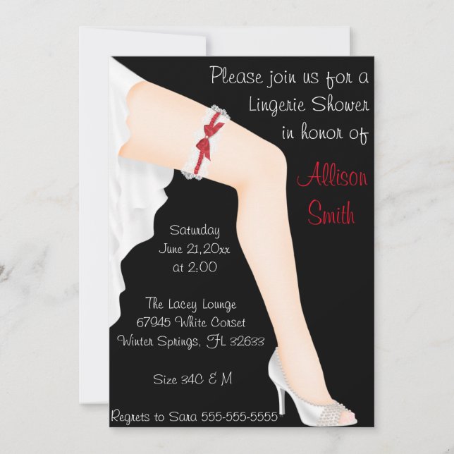 Invitation Fête de la mariée rouge et blanche chaude de (Devant)