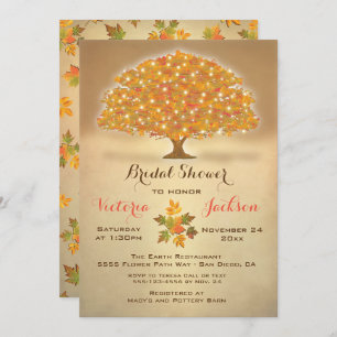 Invitation Fête de la mariée rustique d'automne avec des
