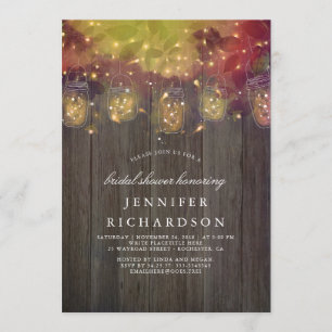 Invitation Fête de la mariée rustique de lumières de luciole