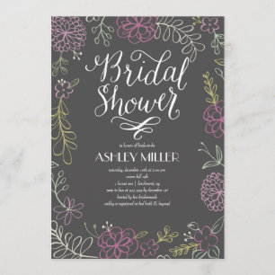 Invitation Fête de la mariée tirée par la main de Botanicals