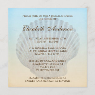 Invitation Fête de la mariée tropicale de plage de coquillage