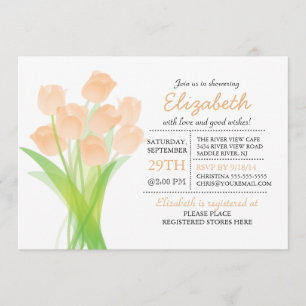 Invitation Fête de la mariée typographique moderne de tulipe
