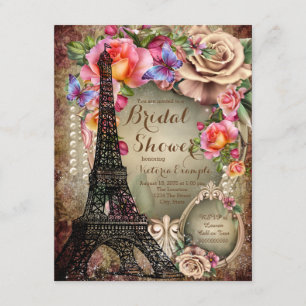 Invitation Fête de la mariée vintage de Paris de Tour Eiffel