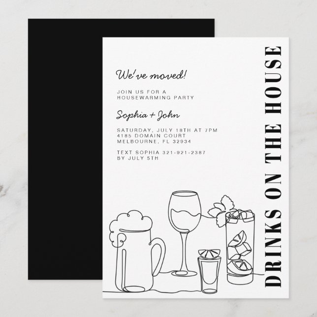 Invitation Fête de la Ménage Noire et Blanc (Devant / Derrière)