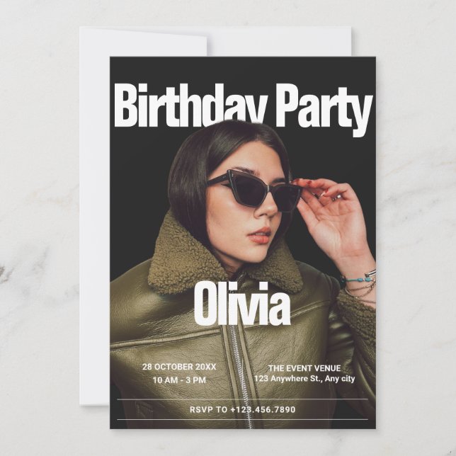 Invitation Fête de la mode magazine photo anniversaire (Devant)
