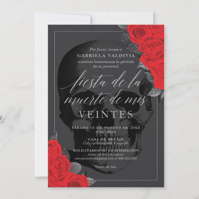 Invitation Fête de la Mort de mes Vingt ans (Devant)