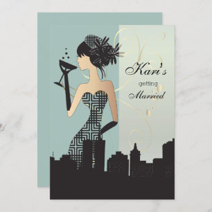 Invitation Fête de la nuit des filles - Bleu