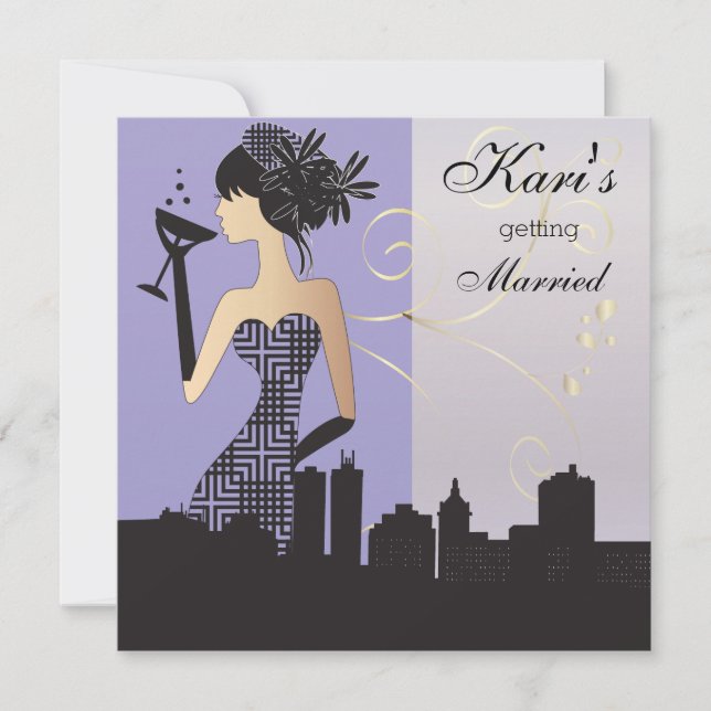 Invitation Fête de la nuit des filles - Lavande (Devant)