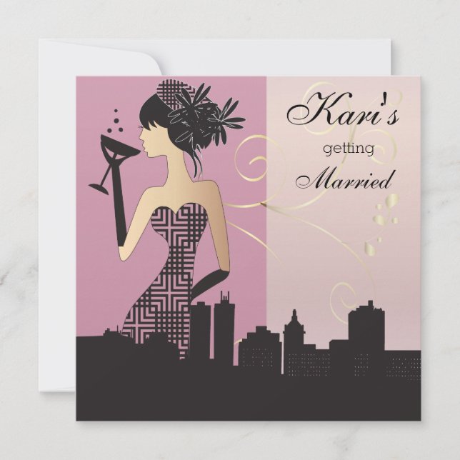 Invitation Fête de la nuit des filles - rose (Devant)