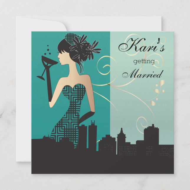Invitation Fête de la nuit des filles - Turquoise (Devant)