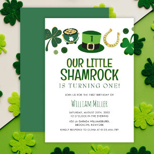 Invitation Fête de la petite Shamrock St Patrick Anniversaire