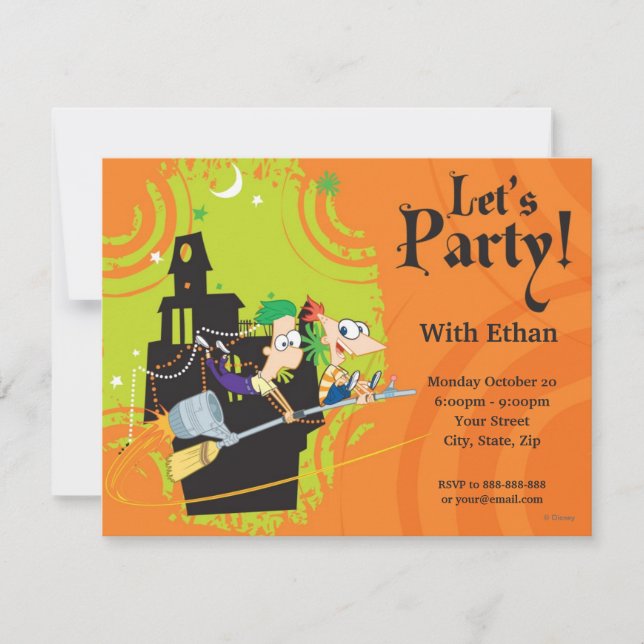 Invitation Fête de la phineas et Ferb Halloween (Devant)