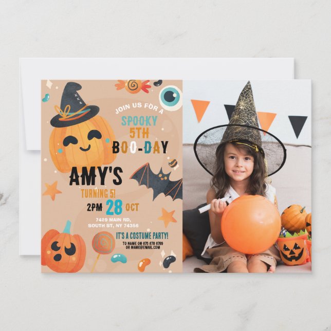 Invitation Fête de la photo Citrouille d'Halloween (Devant)