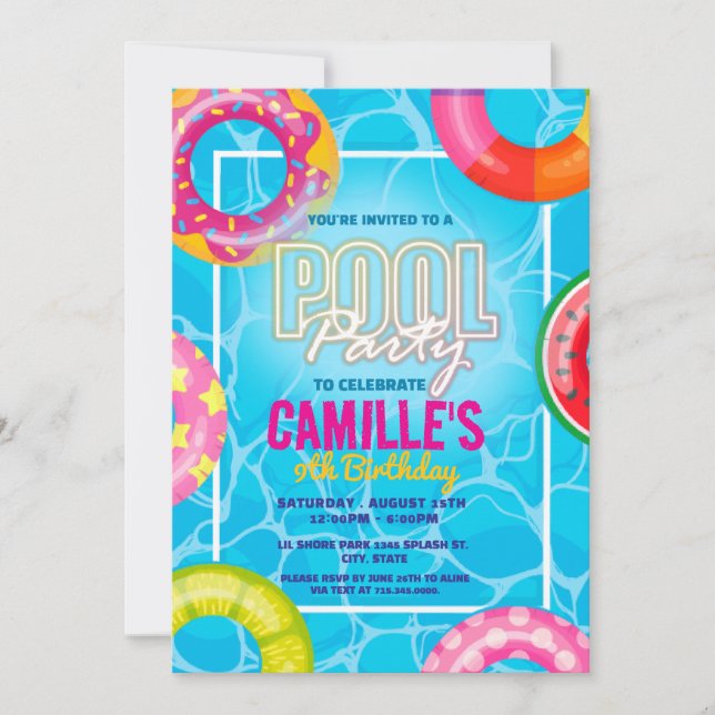 Invitation Fête de la piscine (Devant)