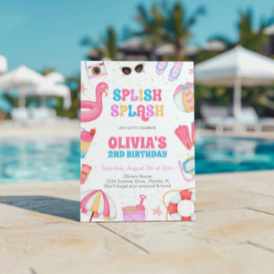 Invitation Fête de la piscine à éclaboussures tropicale Anniv