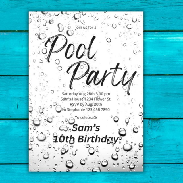 Invitation Fête de la piscine cool Splash été fête d'annivers (Créateur téléchargé)