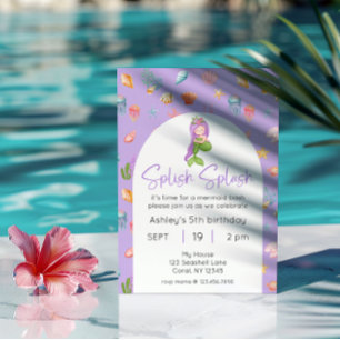 Invitation Fête de la piscine de sirène Anniversaire Photo