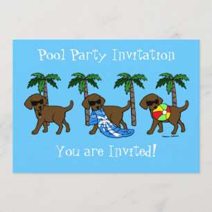 Invitation Fête de la piscine des Cool au chocolat