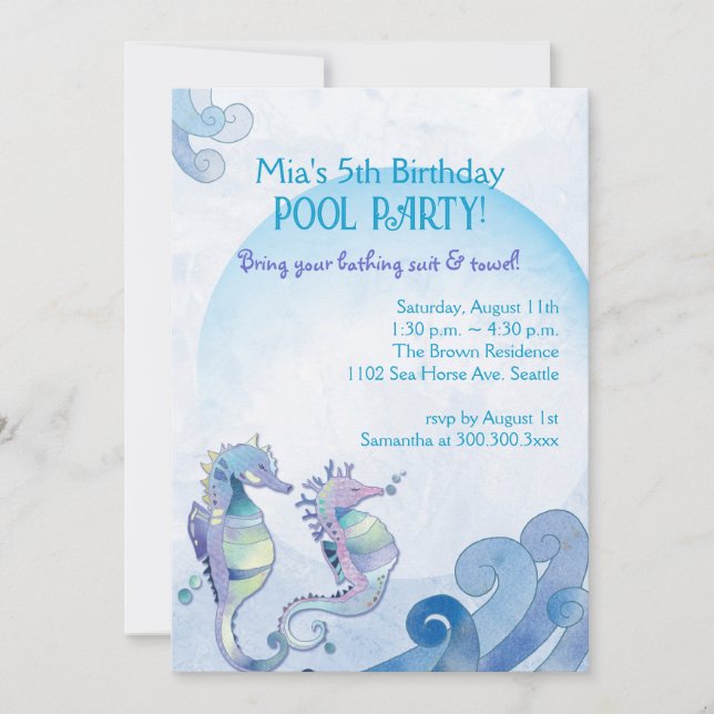 Invitation Fête de la piscine d'été (Devant)