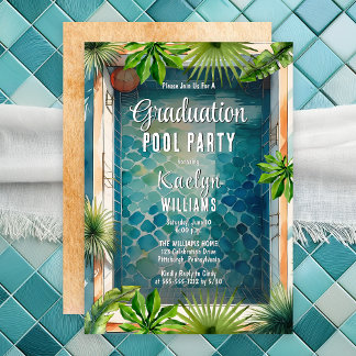 Invitation Fête de la piscine d'été de style méditerranéen