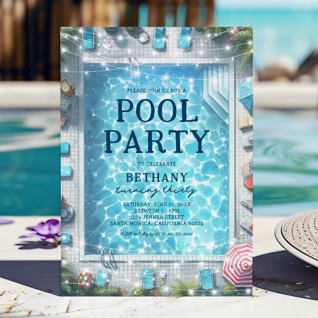 Invitation Fête de la piscine d'été Fête d'anniversaire (Créateur téléchargé)
