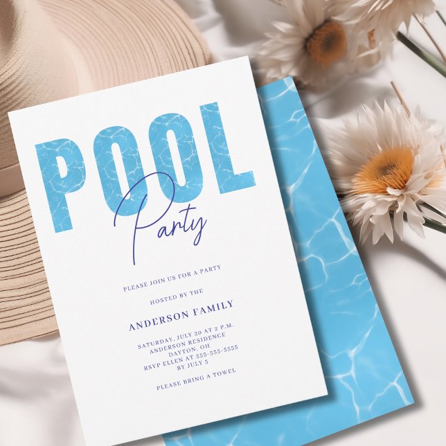 Invitation Fête de la piscine d'été moderne (Créateur téléchargé)