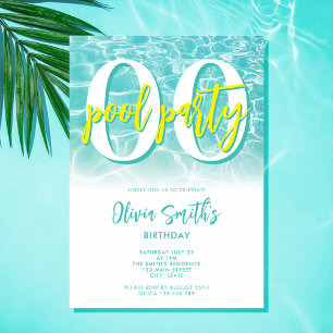 Invitation Fête de la piscine d'été moderne n'importe quel âg