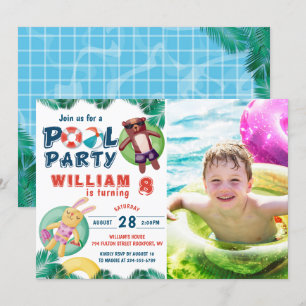 Invitation Fête de la piscine d'été tropicale Anniversaire Ph
