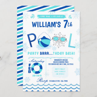 Invitation Fête de la piscine d'hiver | Nage Anniversaire Inv