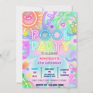 Invitation fête de la piscine teinture anniversaire invitatio